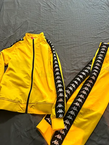 Yellow Kappa Track Jacket with Logo Tape — Mens/Unisex, Good Condition size (s and xs )