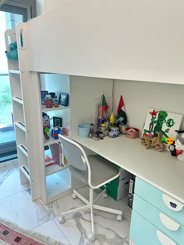 Multifunction Kids Loft Bed with Staircase, Study Desk, Bookshelf  Wardrobe – Good Condition
