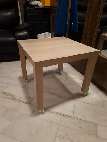 Light Wood Side Table with Caster Wheels - Compact  Sturdy