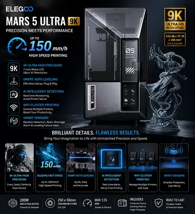 ELEGOO Mars 5 Ultra 9K Resin 3D Printer