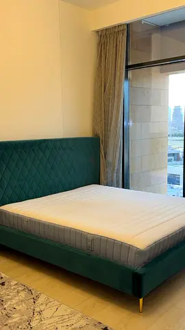 King Size Velvet Bed + IKEA VALEVÅG Mattress for Sale