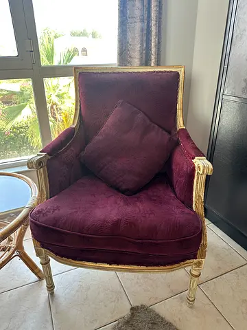 Armchair with glass side table