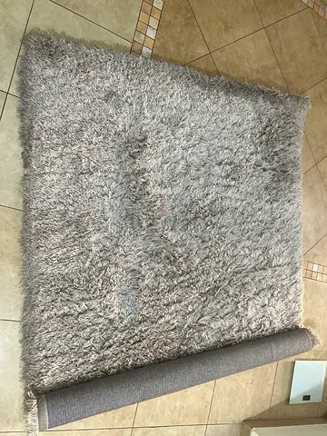 Light Grey Shaggy Area Rug - Soft Plush, 235x165cm (Approx.)