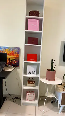 4 Ikea White Display Shelf / Bookcase - Slim Tower Unit (each 6 blocks)
