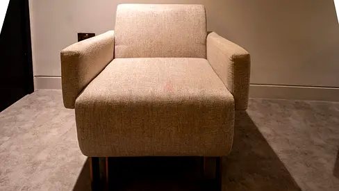 Modern Beige Armchair with Wide Seat — Good Condition