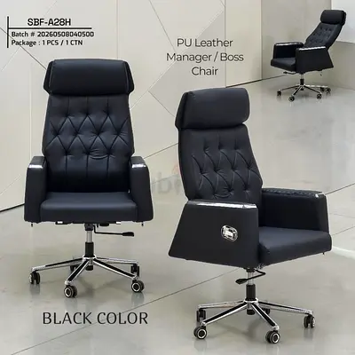 Manager/Boss Office Chair Black PU Leather High-Back New For Sale