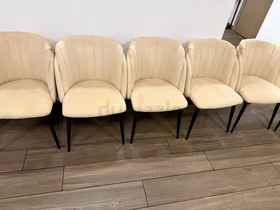 X5 dining kitchen room chairs, 80cm height, 52cm Width, 58cm Length. Light beige colour material