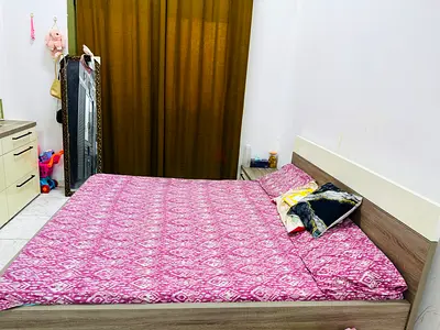 King Double bed frame with mattress and headboard - dressing and cupboard…used, good condition