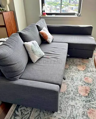 Dark Grey L-shaped Sofa with Chaise - Good Condition