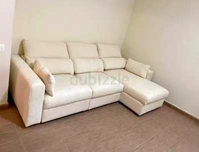 Ikea Eskelstuna L shape sofa bed BeigLight Beige L-Shaped 3-Seater Sofa with Chaise - Good Condition