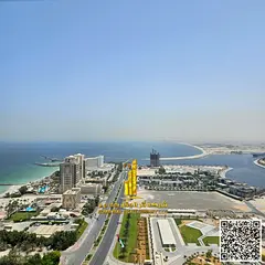 Furnished one-bedroom apartment with sea view, brand new furniture, for monthly rent in Ajman - Corn