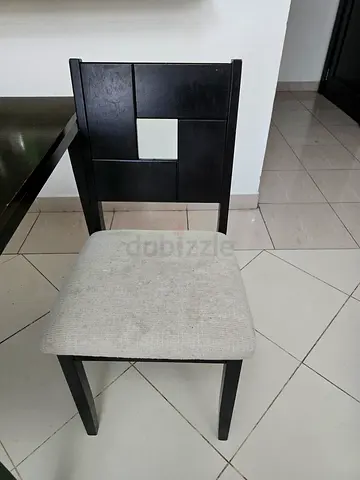 Dark Wood 4 seater Dining Table with 1 Dining chair with cushion seat