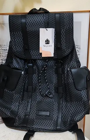 Skycare Black Patterned Backpack with Side Pockets - Like New