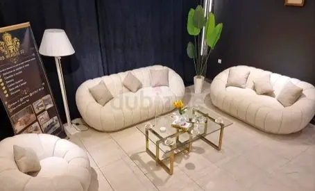Cream Curved Upholstered 3-Piece 7 seater Sofa Set with Cushions