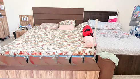 King Size Wooden Bed set Frame with Headboard and Storage Bench