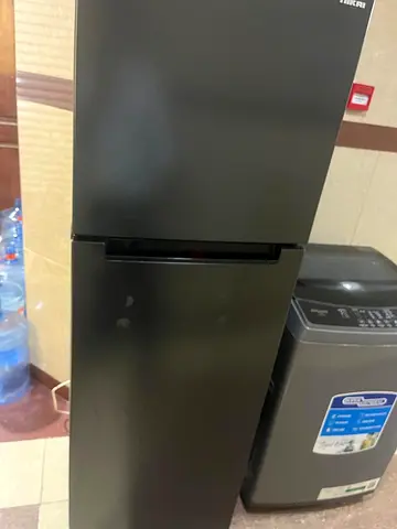 Compact Black Double-Door Refrigerator (Top Freezer)