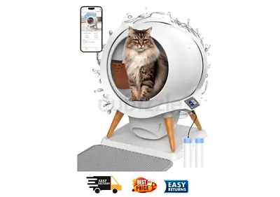 HoneyGuaridan Self Cleaning Automatic Cat Litter Box With App Control, 2 Roll Garbage Bags
