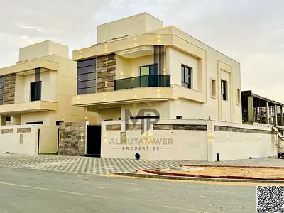 Corner villa for sale in Ajman | 5 master bedrooms + roof terrace | Large setback | Close to the mosque | Registration fees included