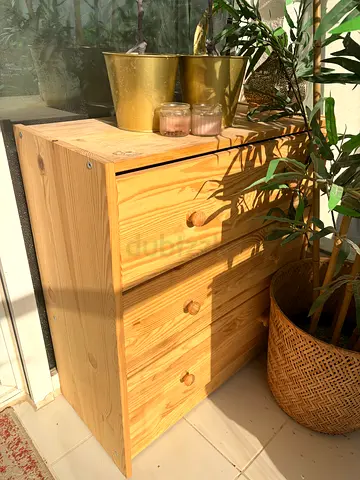 IKEA Solid Pine 3-Drawer Chest – Natural Wood