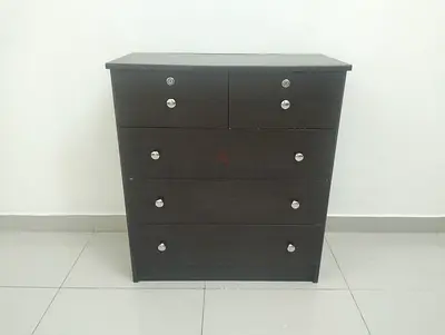 Dark Wood 5-Drawer Chest / Dresser — Good Condition