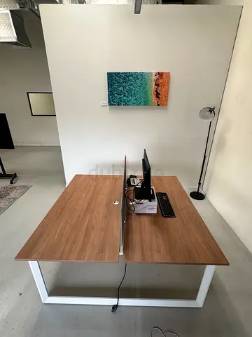 Large Wooden Double Workstation Desk with Cable Management (Seats 2)