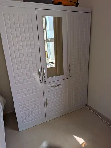 White 3-Door Wardrobe with Mirror and Drawer - private sale
