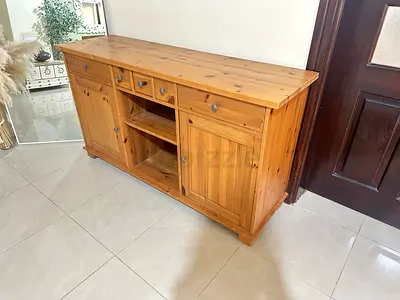 Solid Pine Sideboard / TV Console with Drawers and Shelves from ikea. 160cm x 50cm and 90cm height