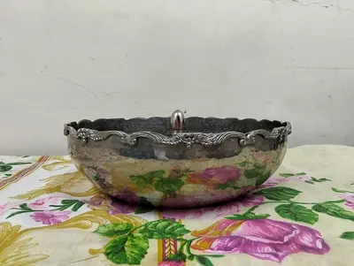 Vintage Decorative Silver-Plated Serving Bowl