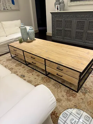 Marina Homes industrial -style wooden coffee table with drawers (set) - good condition