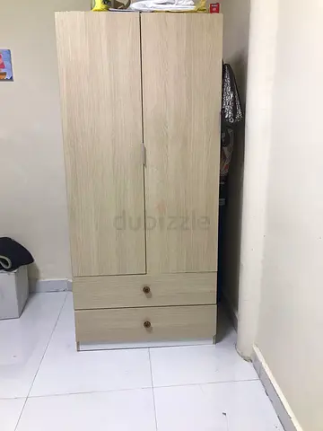 Light Wood 2-Door Wardrobe with 2 Drawers - Good Condition