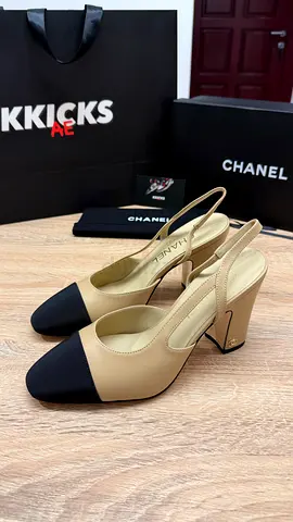 Chanel Two-Tone Slingback Heels - Beige  Black