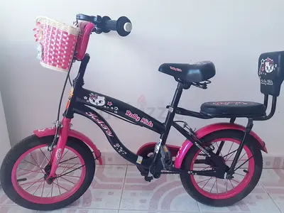 Kids Pink  Black 14-inch Bicycle with Basket and Rear Seat