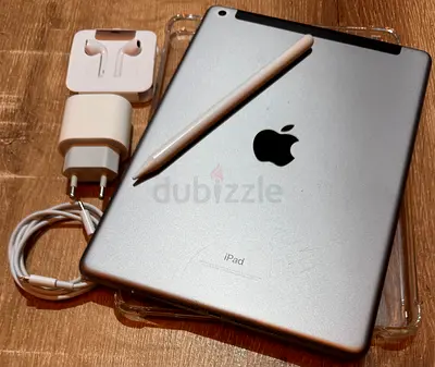 iPad 6th Generation,128GB,Wifi  Cellular,Space Grey with Case,Stylus Pencil,EarPods 3.5MM  Charger