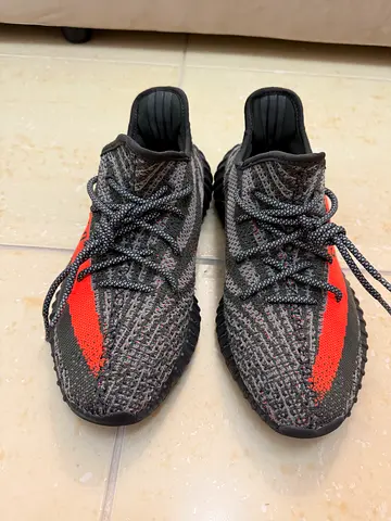 Adidas Yeezy Boost 350 V2 “Bred” Sneakers with Orange/red Stripe - Size US 9.5, FR 43.5