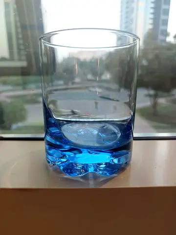 Clear Drinking Glass with Blue Textured Base - Set of 5 Glasses