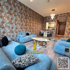 With a sea view. Luxurious one-bedroom apartment with a living room and balcony. Ajman One Tower. Fu