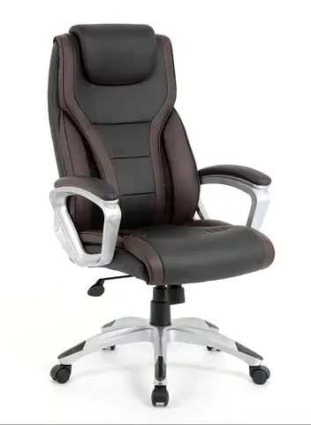Ergonomic High-Back Executive Office Chair - Black/Brown Leatherette-7160