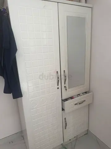 White 3-Piece Wardrobe with Mirror and Drawers - Good Condition