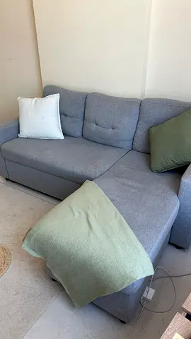 Light grey L-shaped 3seater sofa bed, gently used