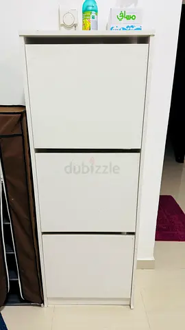 Slim 3-Tier White Shoe Cabinet / Storage Unit