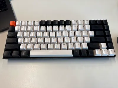Compact Mechanical Keyboard - 75% Layout, White  Black Keycaps