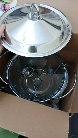 Glass Casserole Dish with Stainless Steel Lid - New