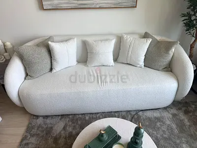 Off-White Bouclé 3 Seater Sofa - HomeKode Amanti Collection