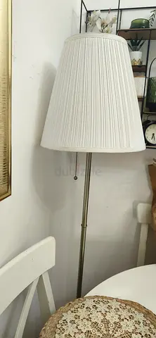 Classic White Pleated Floor Lamp with Pull Chains