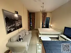 For monthly rent in Ajman - Studio apartment semi-detached kitchen, open view, fully furnished new w