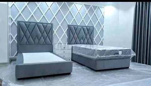 Headboard Designe Twin size fully customisable bedframe in soft Fabric storage can be installed