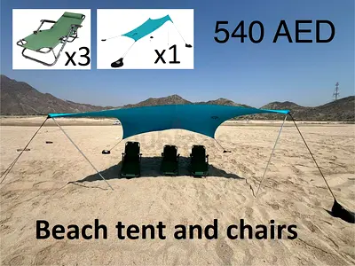 Beach tent and chairs