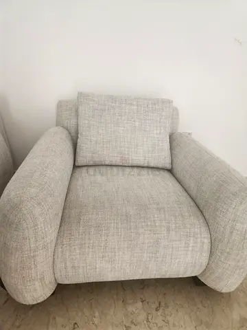 Light grey upholstered single armchair - good condition