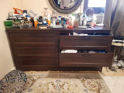 Solid Wood 6-Drawer Dresser / Chest in Dark Brown