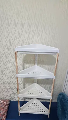 White Corner Shelf Unit — 4-Tier Storage Rack